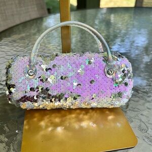 Glamorous Sequin eyeglass case in Silver and Purple